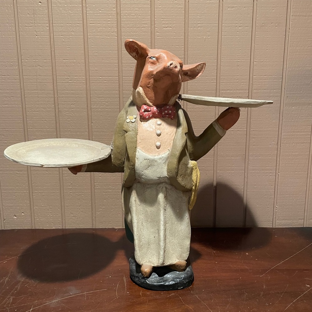 Decorative Plaster Pig Waiter